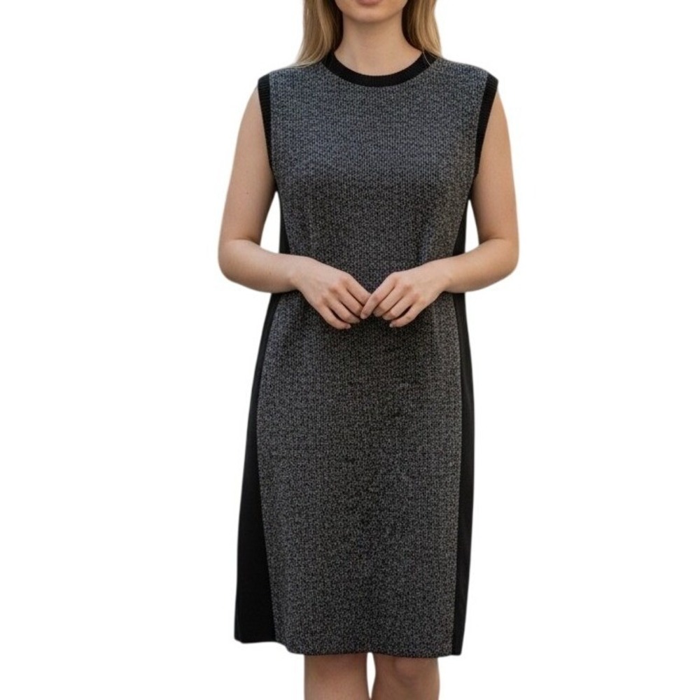 Liz Claiborne Shift Dress Womens Large Black Multi Tweed‎ Sleeveless Career NEW